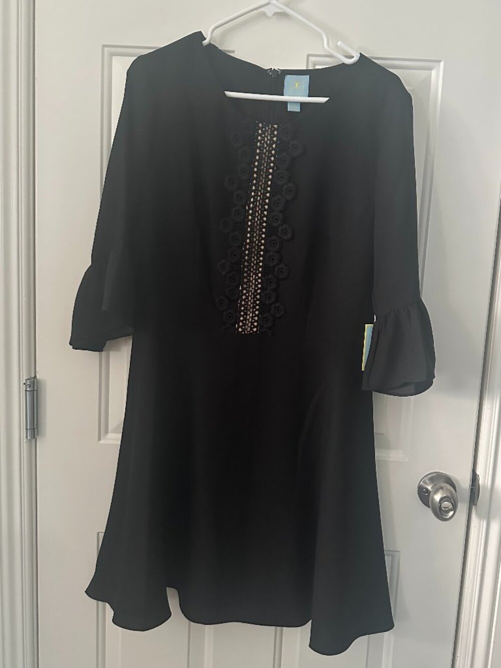 CeCe Womens 12 Black Lace Bell Sleeve Fit & Flare Dress NWT